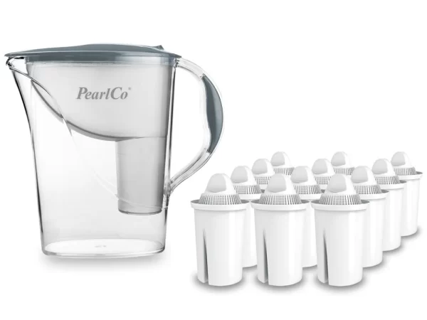 Pearlco Wasserfilter Standard Grau Inkl. 12 Universal Filterkartuschen 1