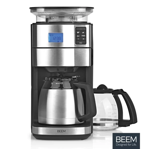 Klarstein Aromatica II Duo Kaffeemaschine, Integriertes Mahlwerk, 1,25 L, Rot Rot 6