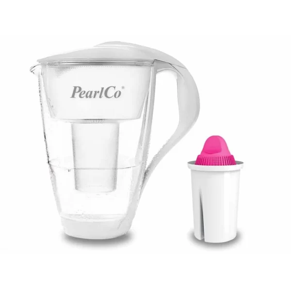 Pearlco Glas-Wasserfilter Weiß Inkl. 1 AquaMag Filterkartusche 1