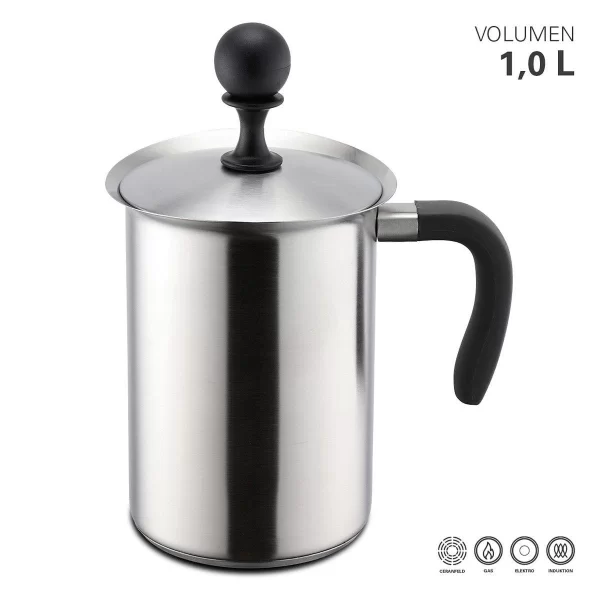 Null Edelstahl Milchaufschäumer Aufschäumbecher Milchkanne Induktionsgeeignet 1000ml 7