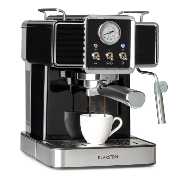 Klarstein Gusto Classico Espressomaker 1350 Watt 20 Bar Druck Wassertank: 1,5 Liter Schwarz 1
