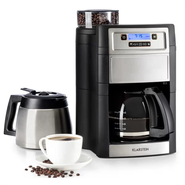 Klarstein Aromatica II Duo Kaffeemaschine, Integriertes Mahlwerk, 1,25 L, Rot Rot 3